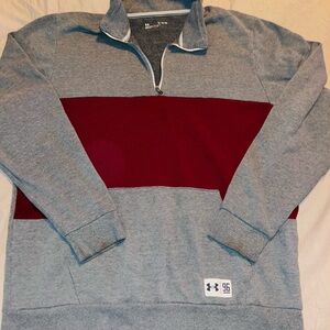 Under Armour Men's Gray and Burgundy Quarter-Zip Sweater XL like new
